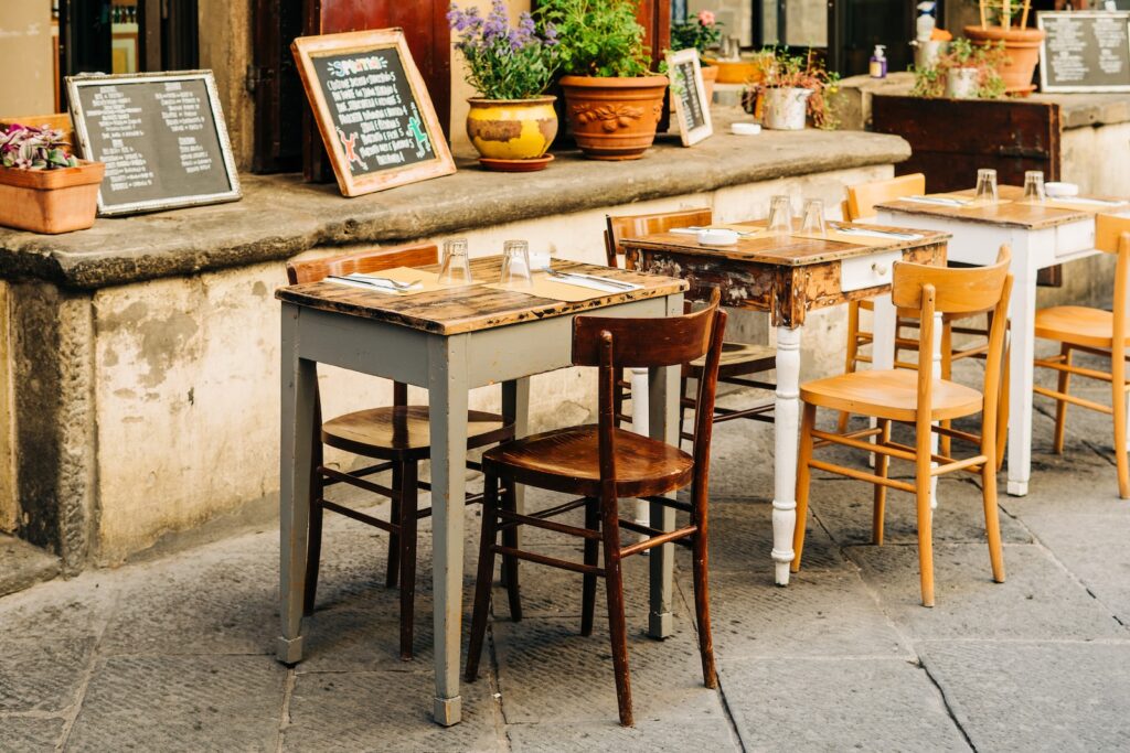 brown wooden table with chairs