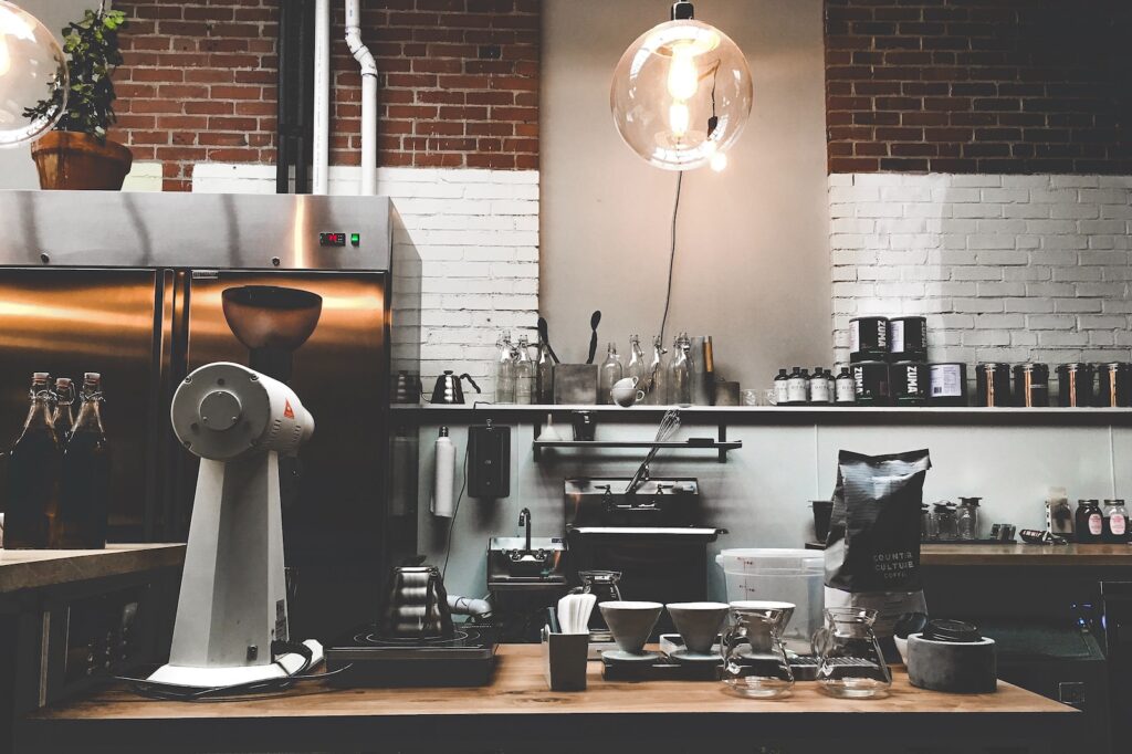 white stand mixer on brown wooden table