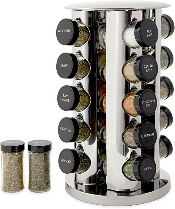 Kamenstein Revolving 20-Jar Countertop Rack Tower Organizer with Free Spice