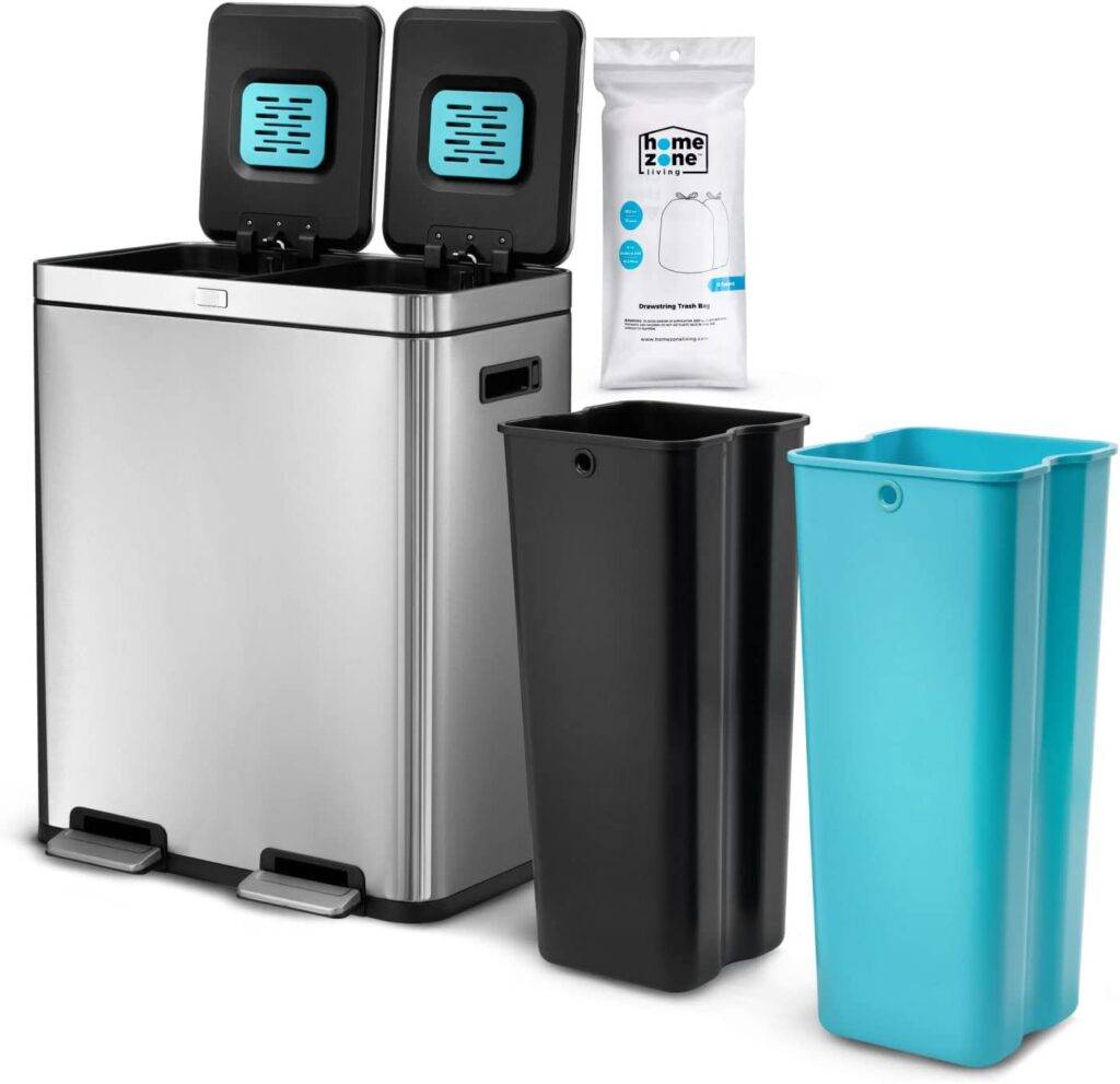  Home Zone Living 16 Gallon Dual Trash Can