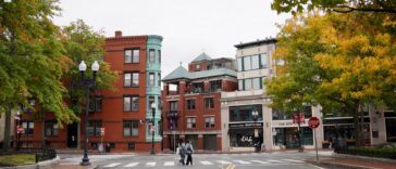 a street with buildings on the side
