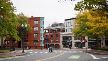 a street with buildings on the side